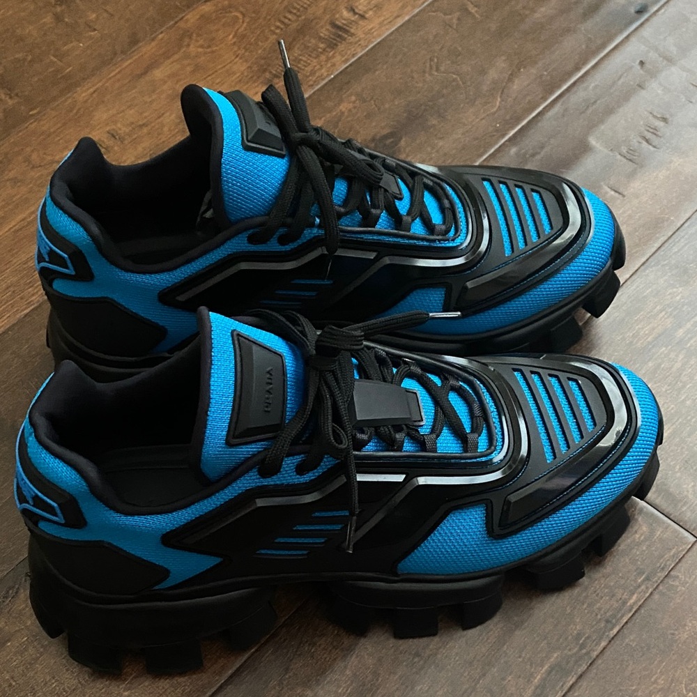Prada Men's Black and Blue Sneakers